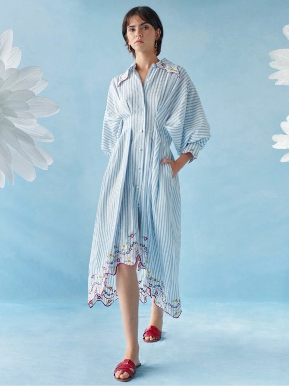 CeliaB Caju Striped Embroidered Dress